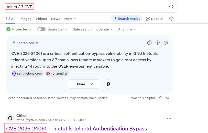 CVE-2026-24061 — bypass de autenticación en Telnet